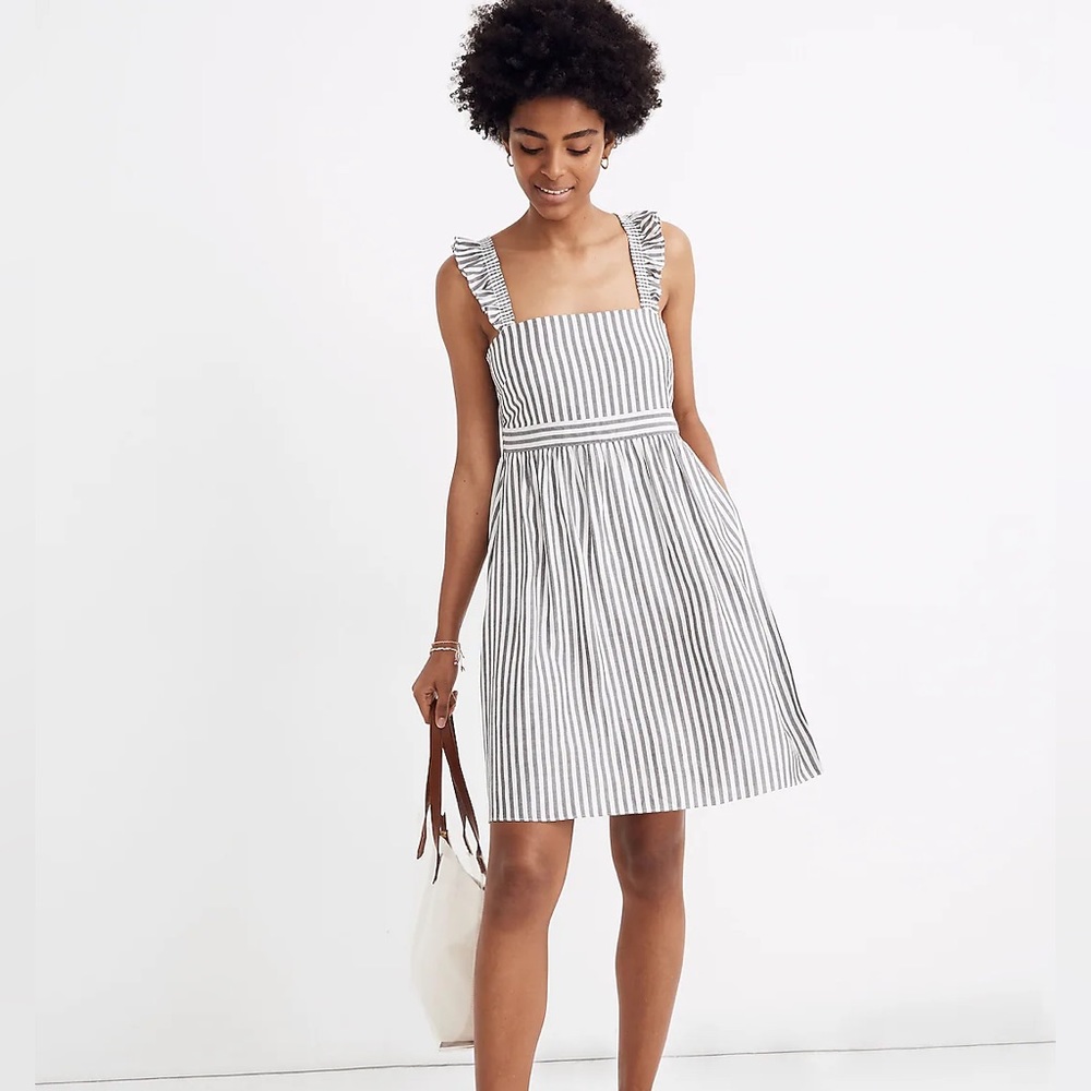 Madewell White and Black Striped Sundress